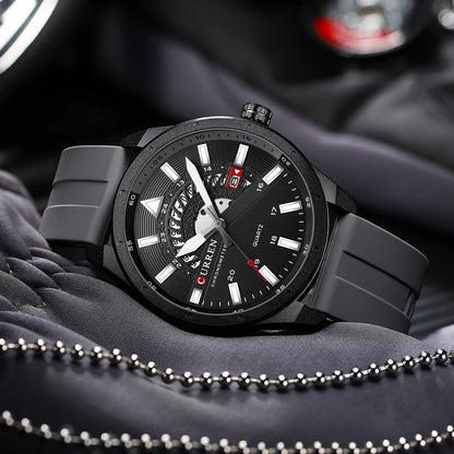 CURREN Fashion Men Watch Top Brand Luxury Waterproof Sport Mens Watches Silicone Automatic Date Military Wristwatch - BeeTrendyShop.COM