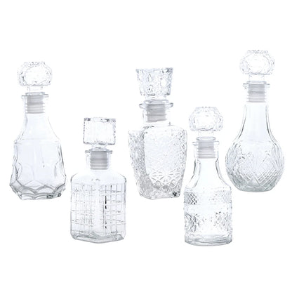 Mini Whiskey Decanter Bottle – 100/150ml Crystal Glass with 3D Carved Cap