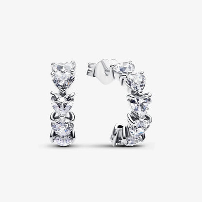 925 Sterling Silver Sparkling Hoop Earrings – Moon Pearl Heart Crystal Jewelry for Women