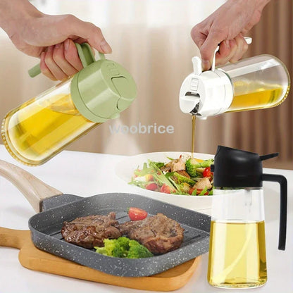 2-in-1 Kitchen Oil Sprayer & Brush – Glass Olive Oil Bottle with Anti-Leakage Design