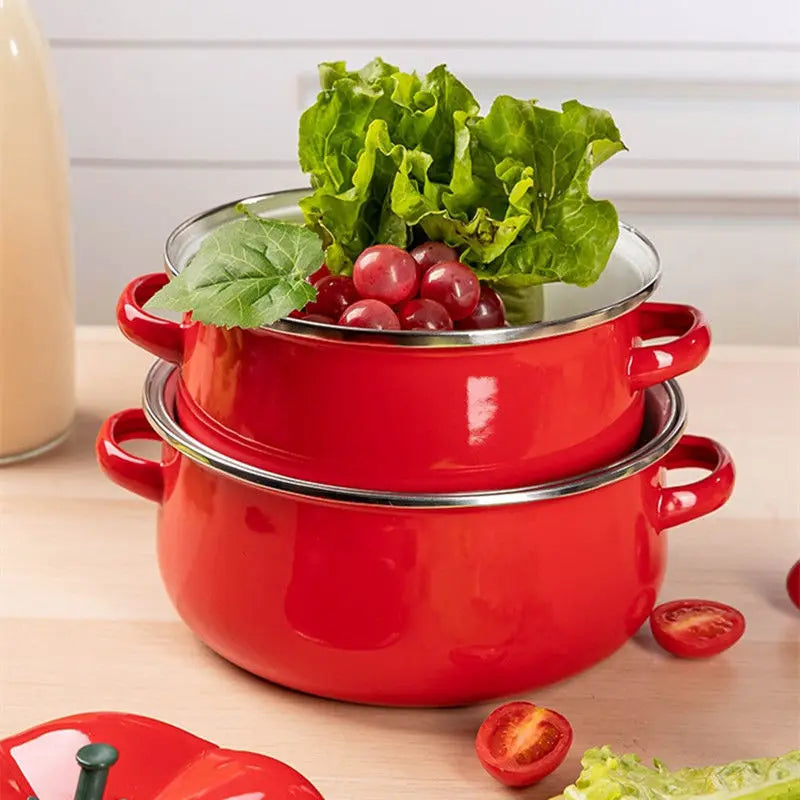 Durable Porcelain Tomato Pot with Heating Function for Soup and Stew, 18cm/20cm/22cm