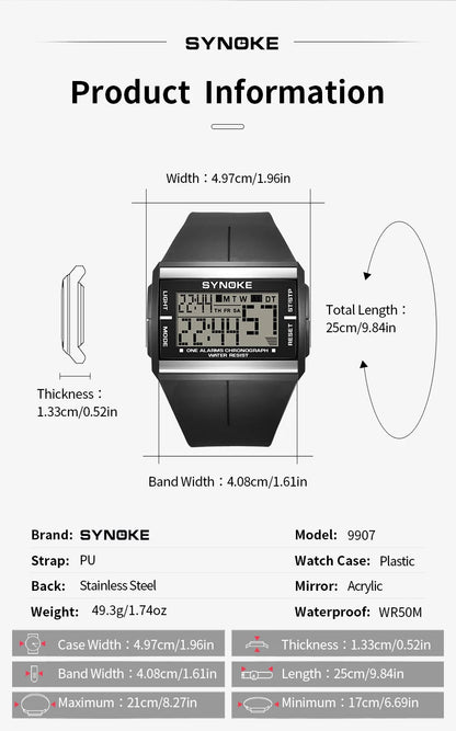 Digital Sports Watch: 50m Waterproof, Reliable & Stylish, Perfect for Every Adventure - BeeTrendyShop.COM