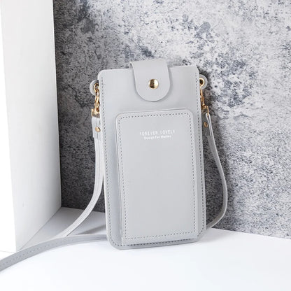 solid color fashion simple shoulder bag slung mobile phone bag women's driver's license card wallet - BeeTrendyShop.COM
