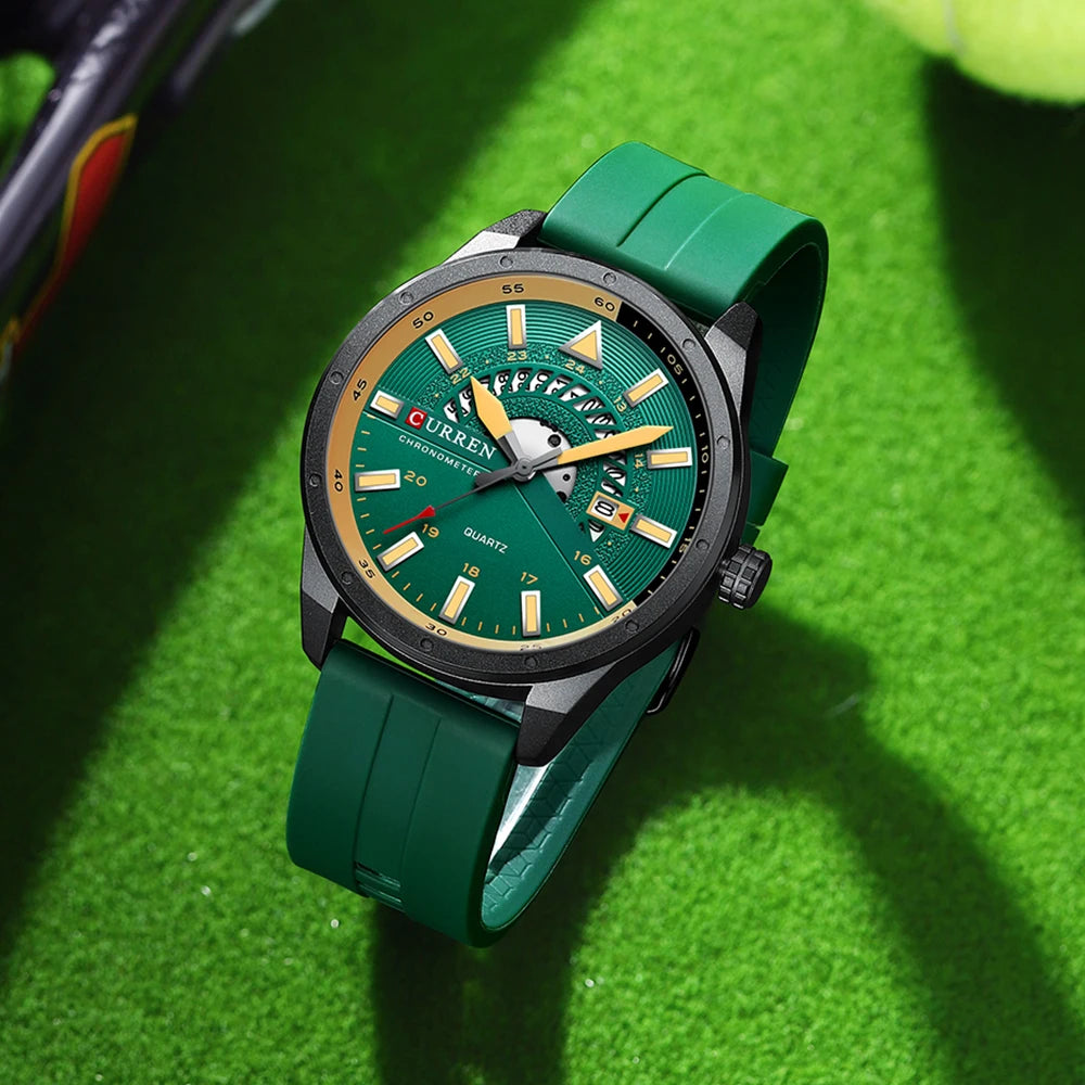 CURREN Fashion Men Watch Top Brand Luxury Waterproof Sport Mens Watches Silicone Automatic Date Military Wristwatch - BeeTrendyShop.COM
