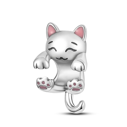 925 Sterling Silver Pink Milk Cat Shape Charm Bead – DIY Bracelet Jewelry