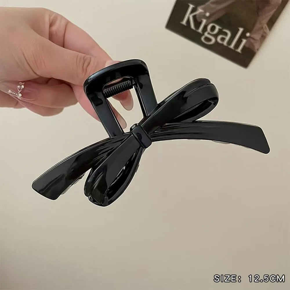 Large Bow Hair Claw Clip – Korean Acrylic Ponytail Barrette for Women
