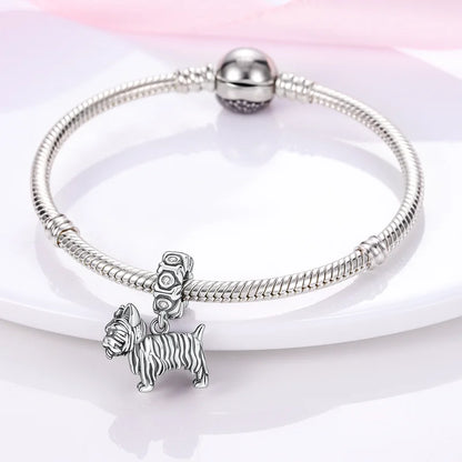 925 Sterling Silver Cute Dog Pet Charm Bead – DIY Bracelet & Necklace Jewelry