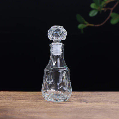 Mini Whiskey Decanter Bottle – 100/150ml Crystal Glass with 3D Carved Cap