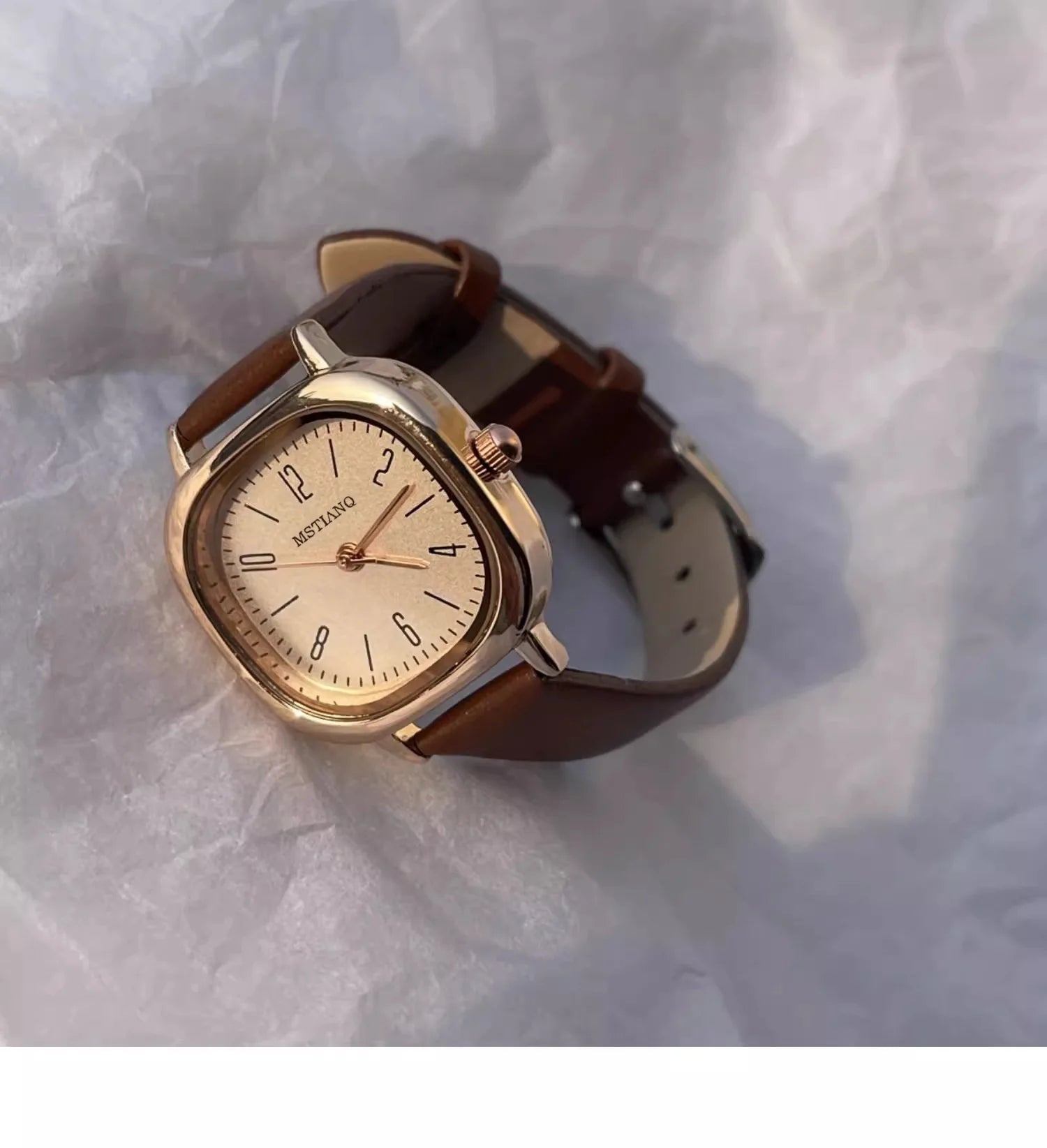Casual Wrist Watches Retro Square Quartz Digital Mini Dial Leather Strap Fashionable Clock Waterproof Wristwatch for Women - BeeTrendyShop.COM