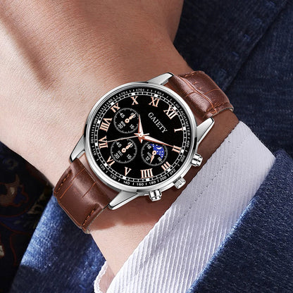 1PCS Fashion Men's Watch Set Business Versatile Retro Classic Quartz Watch Suitable for Daily Clothing Matching or Holiday Gifts - BeeTrendyShop.COM