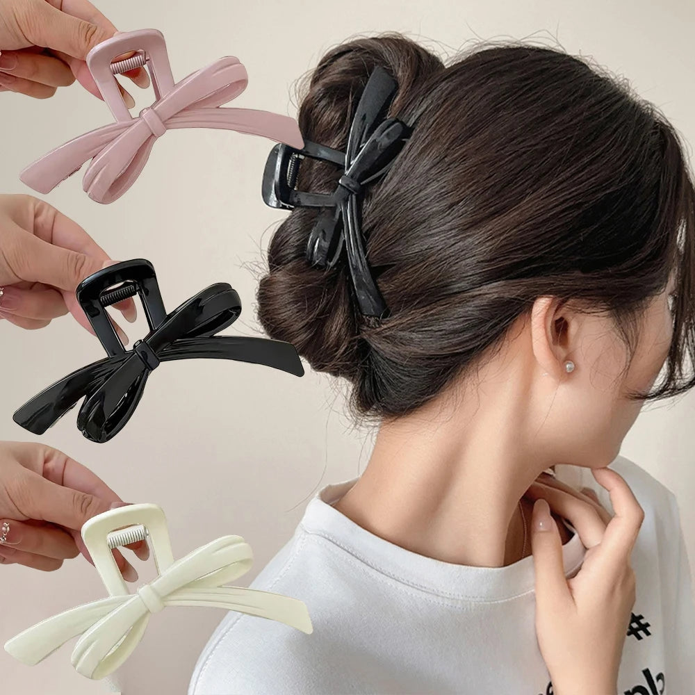 Large Bow Hair Claw Clip – Korean Acrylic Ponytail Barrette for Women