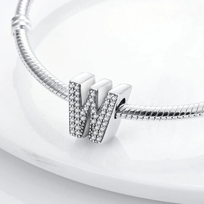 925 Sterling Silver 26 Alphabet Letters Charm Bead – DIY Birthday Jewelry