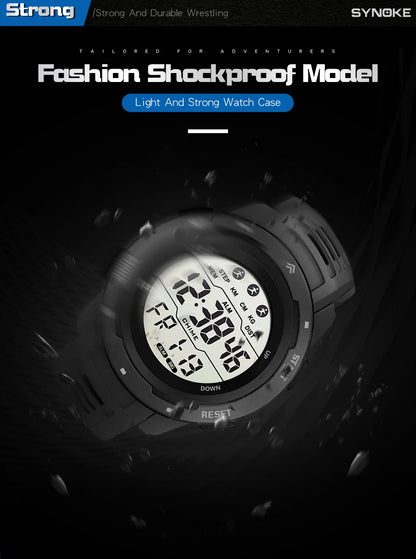 Digital Watches Men Men Numbers Sport Watch 5ATM Waterproof Back Light Round Screen Digital Multifunction Alarm Swimming - BeeTrendyShop.COM