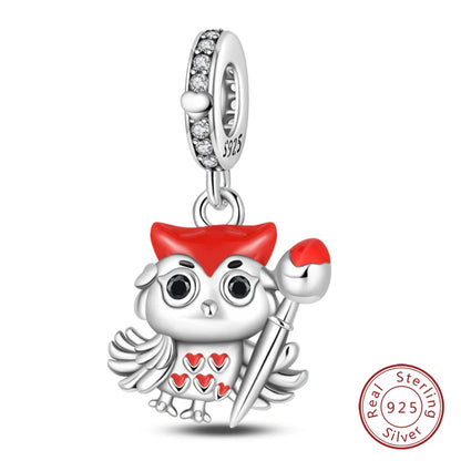925 Sterling Silver Red Wine, Chili & Dumbbell Charm Bead – Fun DIY Jewelry