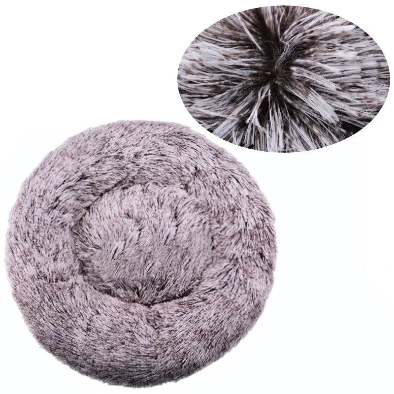 40-90cm Round Plush Pet Bed - Winter Warm Dog & Cat Bed for Medium-Large Pets