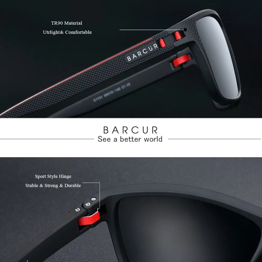 BARCUR TR90 Sports Sunglasses – Polarized Lightweight UV400 for Men