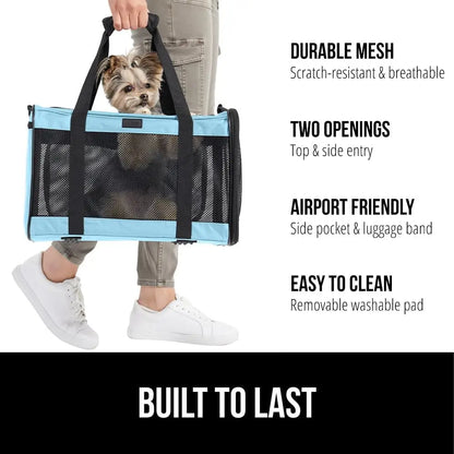 Collapsible Cat Carrier Bag – Transparent Breathable Mesh, Lightweight & Portable (Up to 10KG)