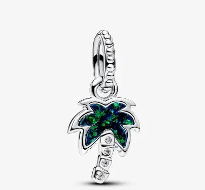 925 Sterling Silver Nature Charm – Coconut Tree, Frog & Clover Dangle Bead