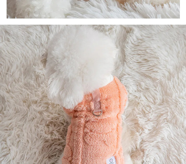 Cozy Bear Fleece Vest for Dogs & Cats - Winter Pet Apparel with Leash Buckle