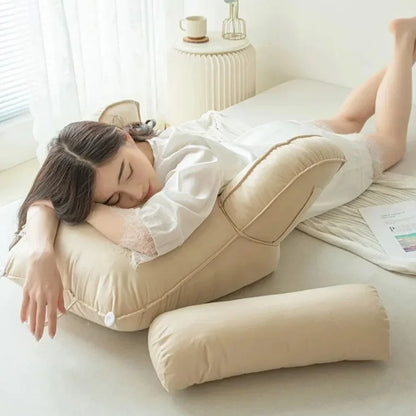 Headboard Backrest Pillow with Armrests 75x40x50cm – Washable Neck & Waist Protection Cushion for Bed & Sofa