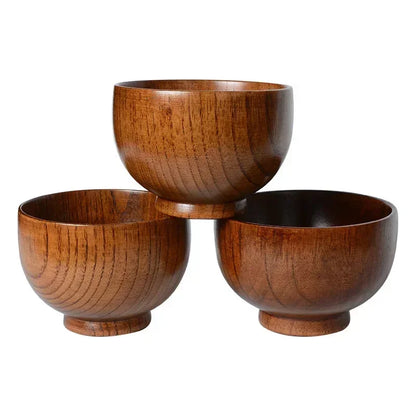 Japanese Jujube Wood Round Soup Bowl – Large Creative Children's Rice & Tableware Bowl