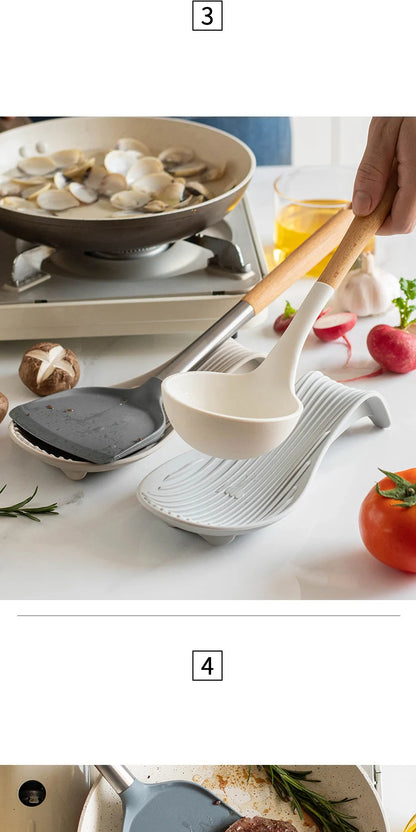 Silicone Insulated Spoon Holder & Placemat – Heat Resistant Cutlery Shelving Kitchen Tool