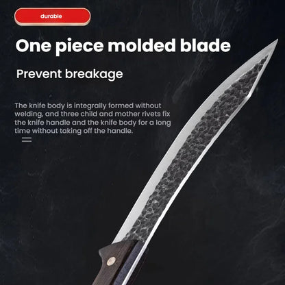 Forged Slaughter Boning Knife – Stainless Steel Cleaver with Wooden Handle & Cover