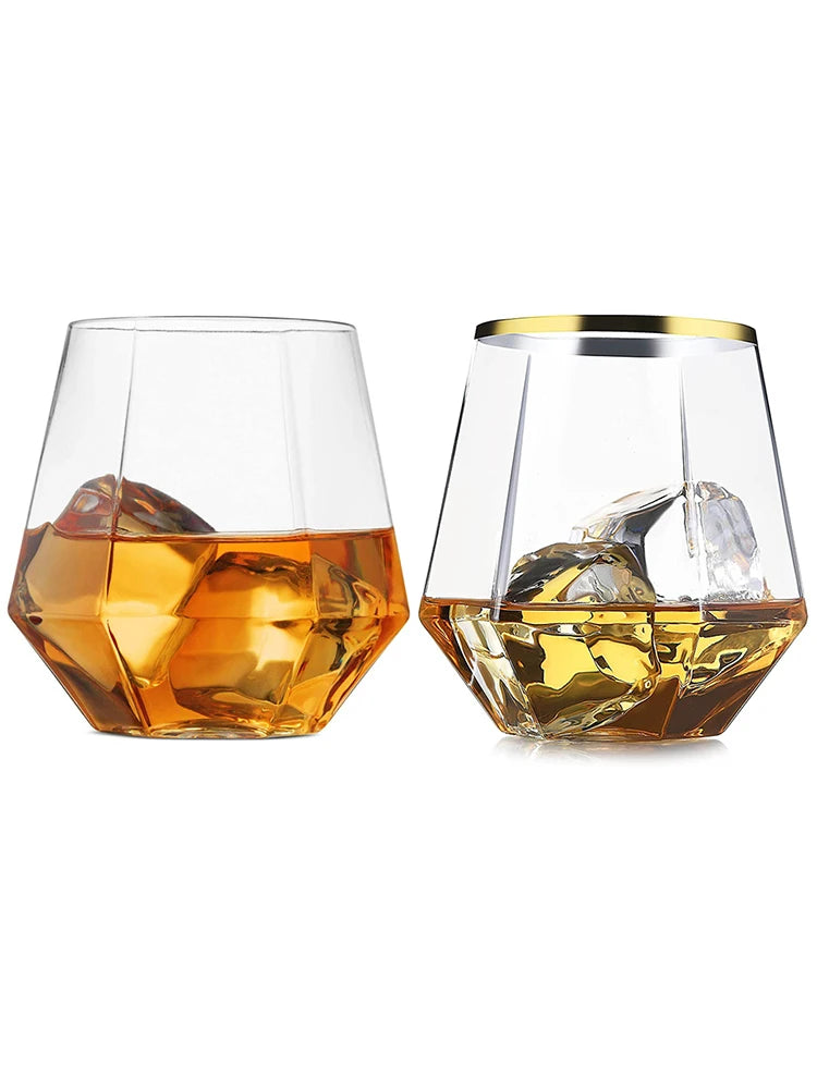 Diamond Clear Plastic Wine Glass – 360ml Party Cocktail Tumbler
