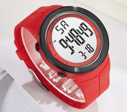 Men's Tactical Digital Watch – 50M Diving, Black LED Military, Alarm & Stopwatch