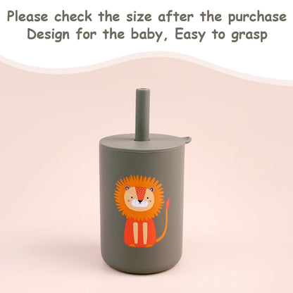 Baby Feeding Straw Cup – Anti-Hot Leakproof Silicone Toddler Water Bottle