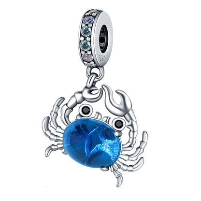925 Sterling Silver Blue Crab & Red Lobster Charm Bead – Ocean DIY Jewelry