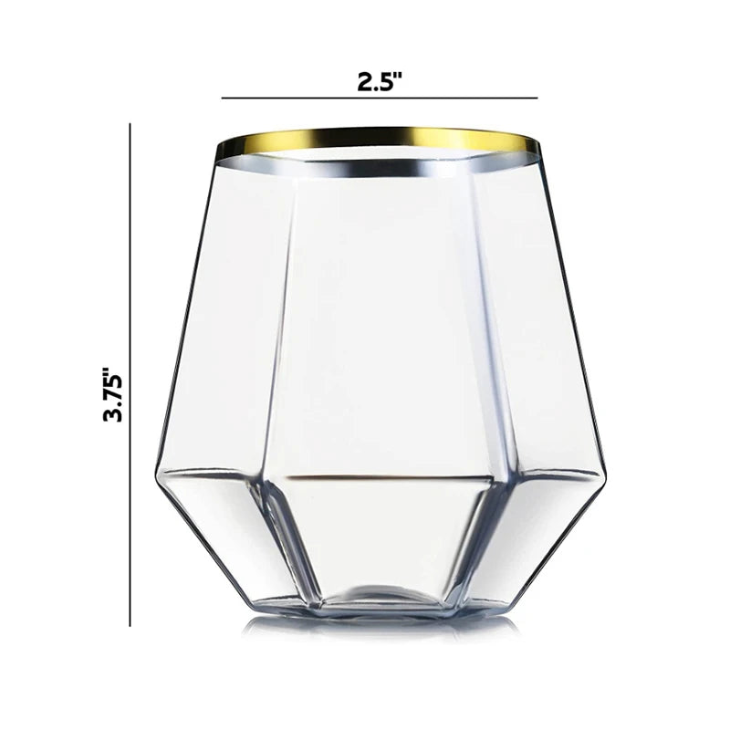 Diamond Clear Plastic Wine Glass – 360ml Party Cocktail Tumbler