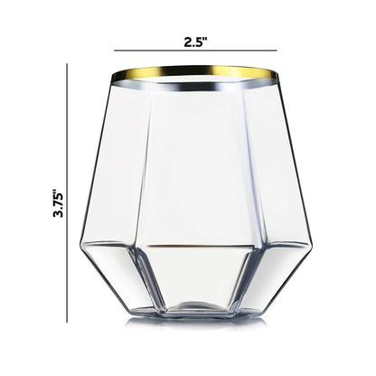 Diamond Clear Plastic Wine Glass – 360ml Party Cocktail Tumbler
