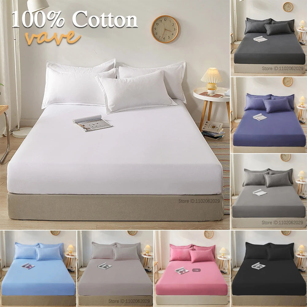 Fitted Bed Sheet with 360° Elastic Band – Mattress Protector Cover for Single, Double, King & Queen 160x200