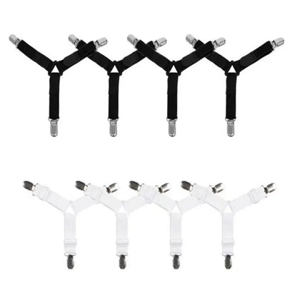 Set of black and white suspenders on a white background