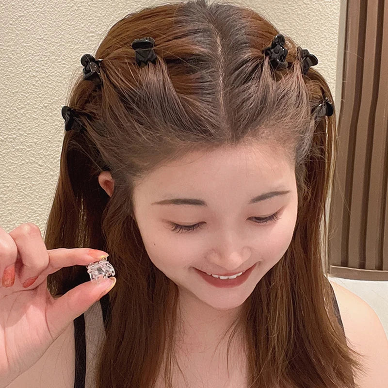 Mini Hair Claw Clips – Black Plastic Hairpins for Women, Girls & Kids