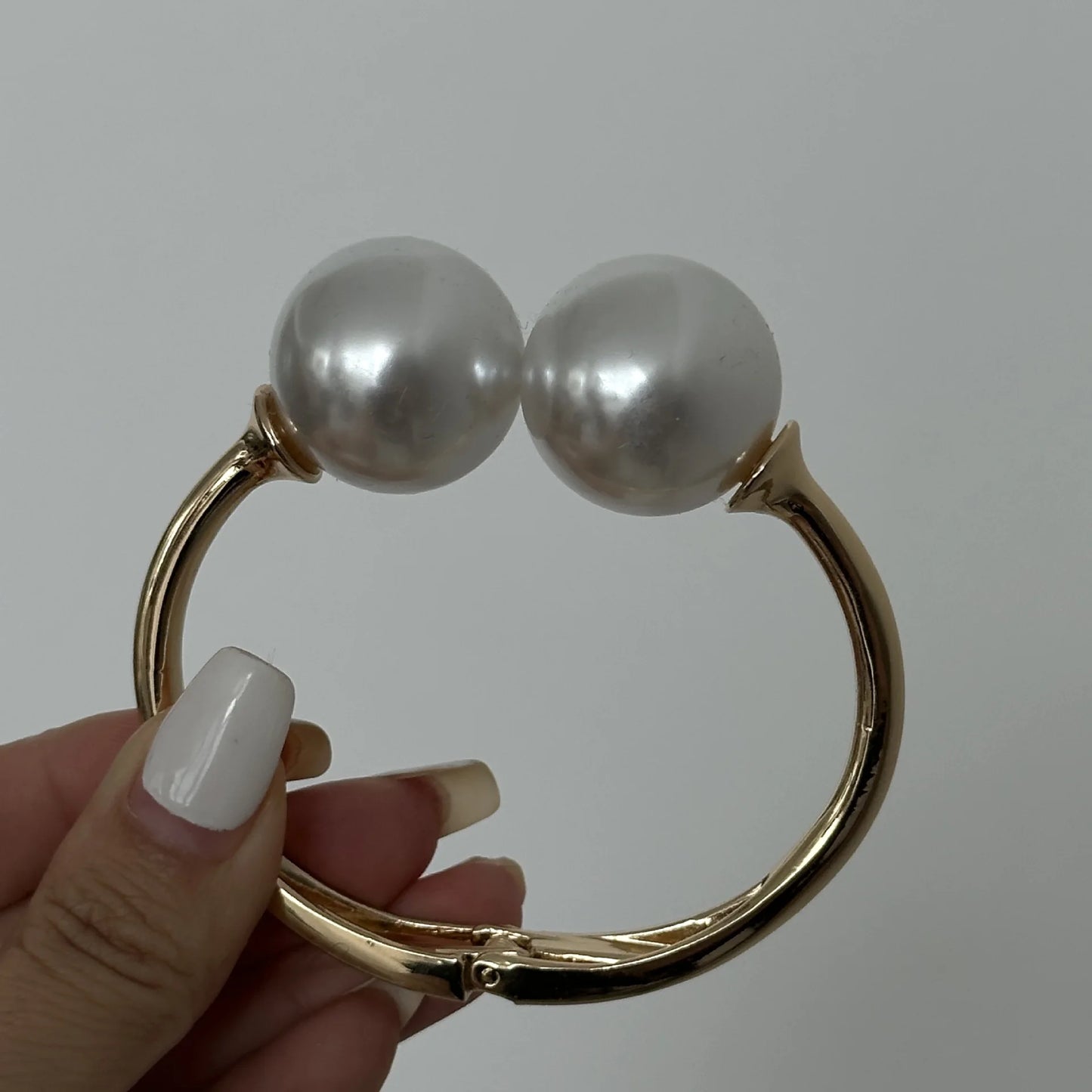 Bracelet Vintage Pearl Wide Cuff Bangles Men Hip Hop Punk Gold Silver Color Geometric