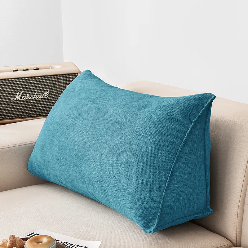 Soft Sofa Triangle Back Cushion Cover – Rectangular Bed Headboard Backrest Support Pillowcase with Pockets