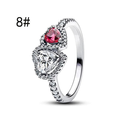 925 Sterling Silver Pink Bow Zircon Jewelry Set – Ring, Earrings, Bracelet & Necklace