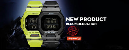 Men's Tactical Digital Watch – 50M Diving, Black LED Military, Alarm & Stopwatch