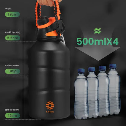 1.9L Stainless Steel Thermos Bottle with Rope – Portable Vacuum Flask for Sports & Gym