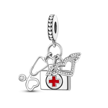 925 Sterling Silver Stethoscope Charm Bead – Medical DIY Jewelry for Bracelets