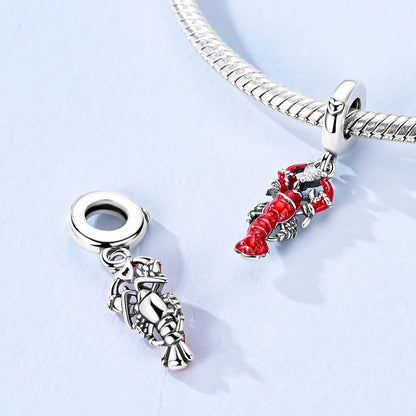 925 Sterling Silver Red Wine, Chili & Dumbbell Charm Bead – Fun DIY Jewelry