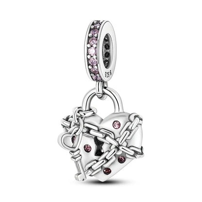 925 Sterling Silver Tree of Life & Peach Heart Charm Bead – Sweet Love DIY Jewelry