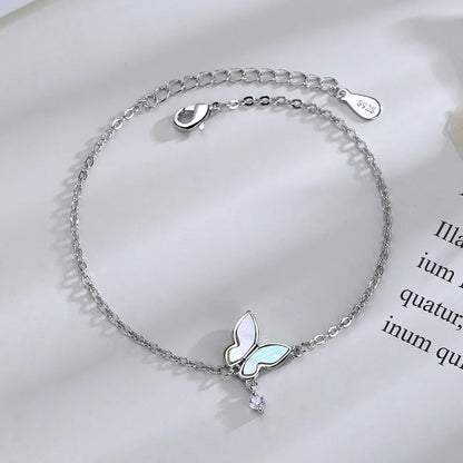 VENTFILLE 925 Silver Diamond Butterfly Bracelet – Adjustable Flower Jewelry for Women