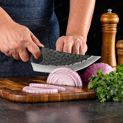 Handmade Forged Meat Cleaver & Boning Knife – Kitchen, Fishing & BBQ Knife with Cover