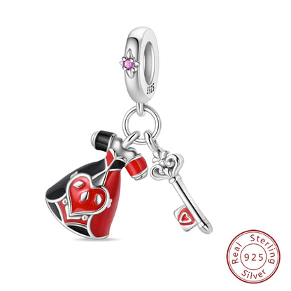 925 Sterling Silver Red Wine, Chili & Dumbbell Charm Bead – Fun DIY Jewelry