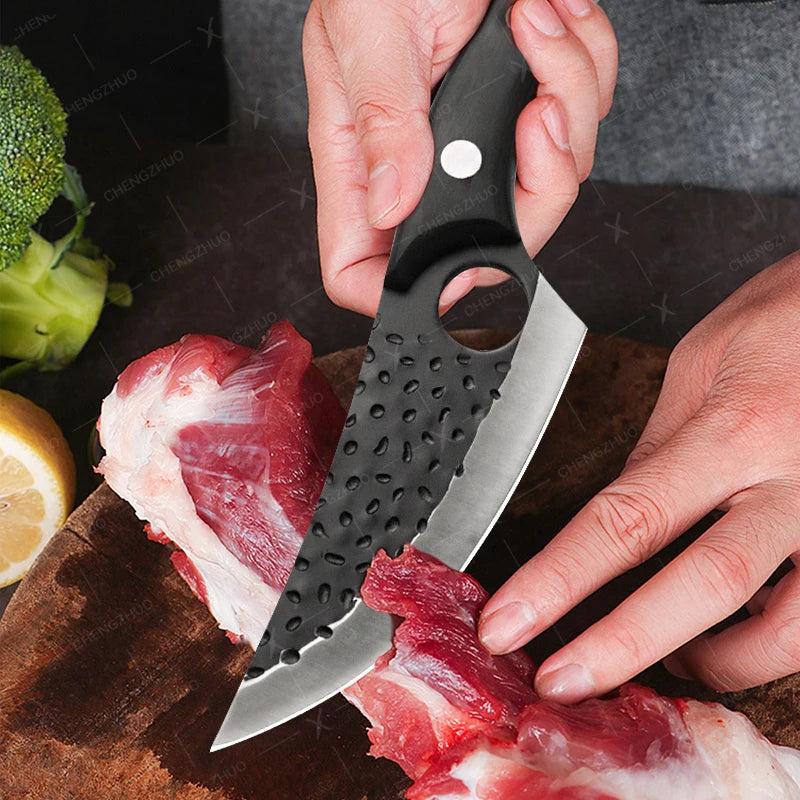 Handmade Forged Meat Cleaver Chef Knives Butcher Boning Knife Kitchen Knives Fishing Knife Fruit Barbecue Knife with Cover