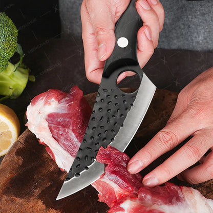 Handmade Forged Meat Cleaver & Boning Knife – Kitchen, Fishing & BBQ Knife with Cover