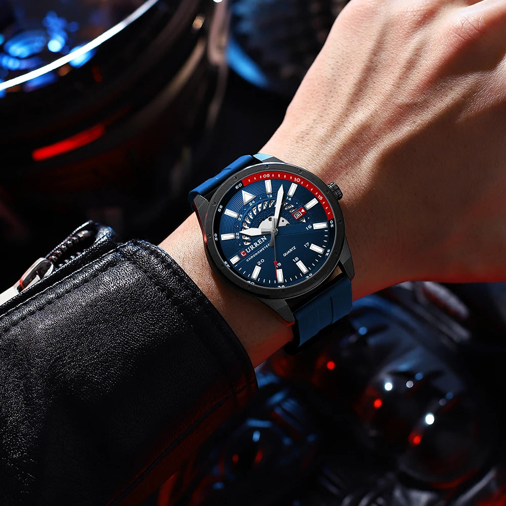 CURREN Fashion Men Watch Top Brand Luxury Waterproof Sport Mens Watches Silicone Automatic Date Military Wristwatch - BeeTrendyShop.COM